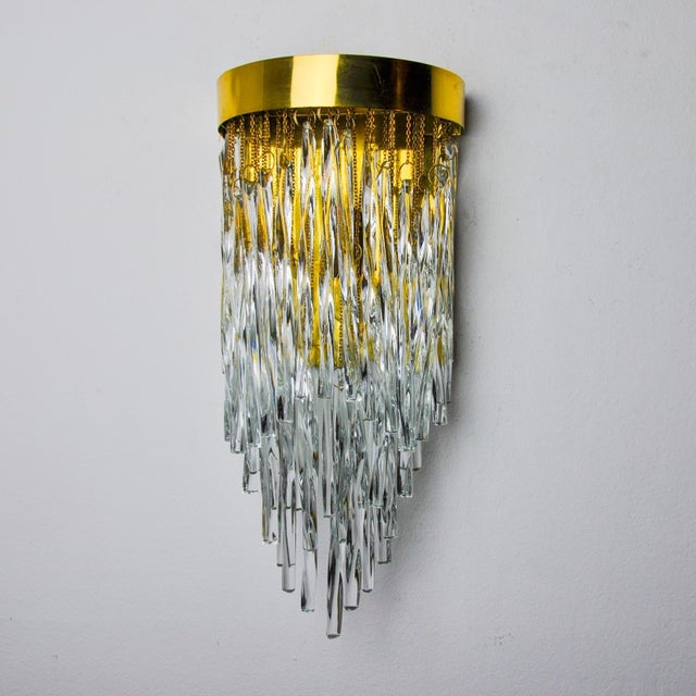 Gold Waterfall Wall Lamp in Murano Glass Rods from Venini, Italy, 1970s For Sale - Image 8 of 8