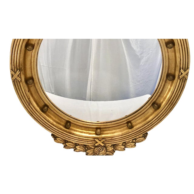 Mid 20th Century Federal-Style American Eagle-Topped Gilt Wood “Bullseye” Convex Mirror For Sale - Image 4 of 6