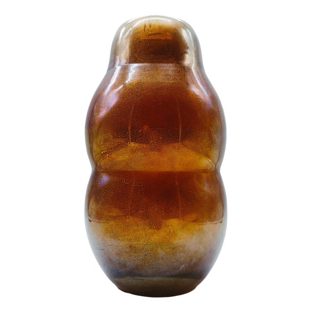 Murano Glass Vase with Gold Leaf by Flavio Poli for Seguso, 1930 For Sale