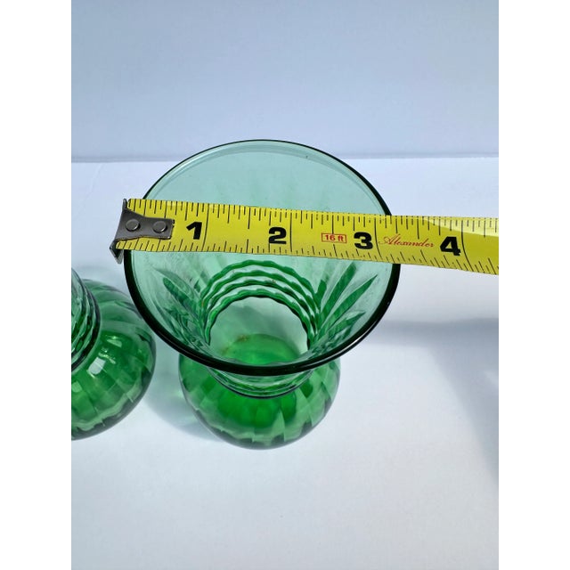 Mid-Century Modern Vintage Green Glass Vase - A Pair For Sale - Image 3 of 6