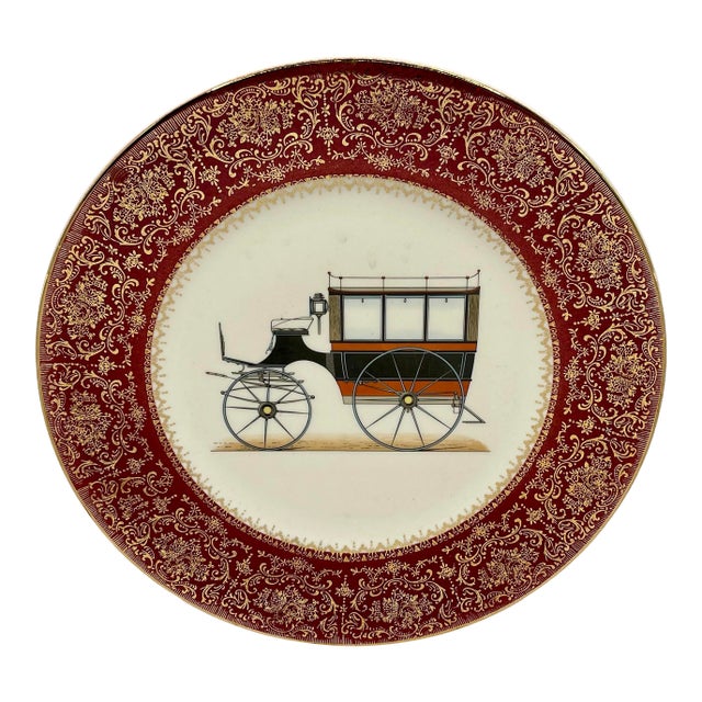 Antique Carriage Gold Trimmed Decorative Plate For Sale