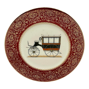 Antique Carriage Gold Trimmed Decorative Plate