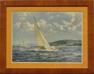 Isle of Cowes Regatta 1953 F&R Colour Plate by Montague Dawson
