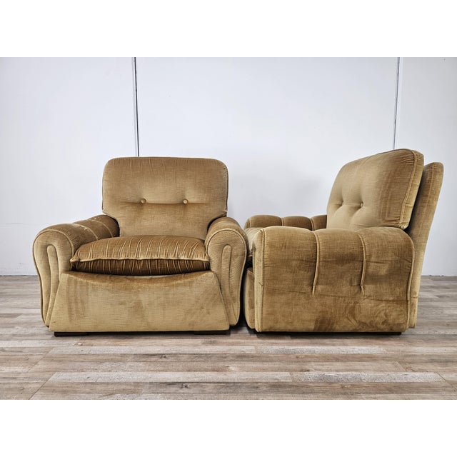 Vintage Italian Fabric Armchairs, 1970, Set of 2 For Sale - Image 4 of 18