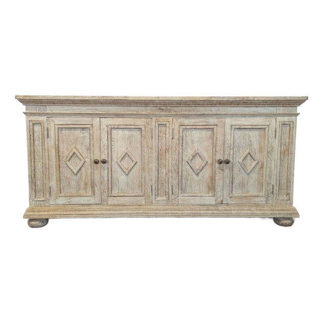 Rustic Four Door Buffet With Diamond Panel Doors For Sale