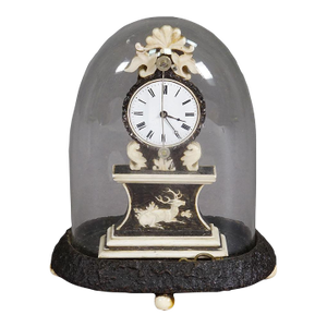 Antique Mantel Clock Under Glass Dome, Ca. 1870