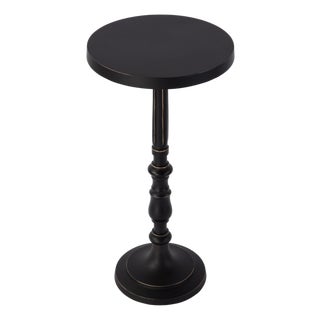 Heidi 12 in. W Round All Metal Pedestal Base End Table, Bronze For Sale