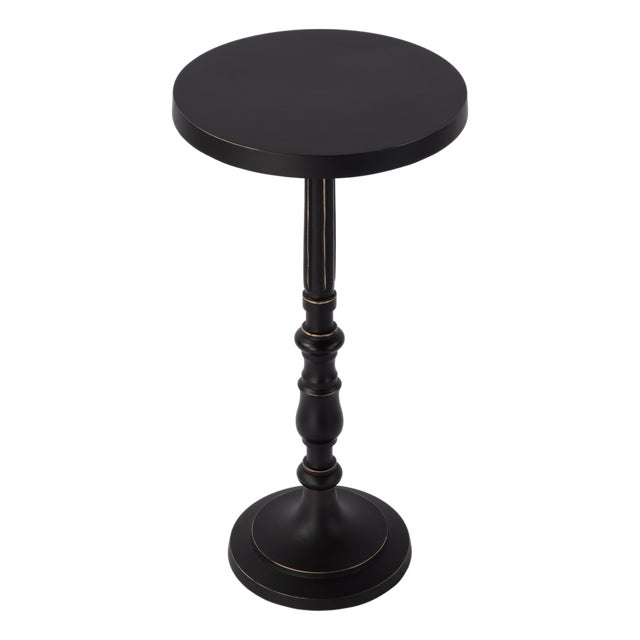 Heidi 12 in. W Round All Metal Pedestal Base End Table, Bronze For Sale