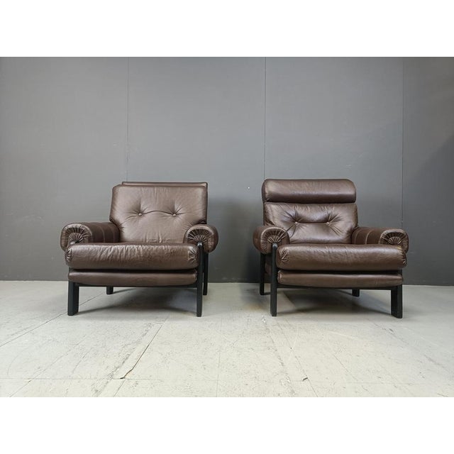 Leather Armchairs, Denmark, 1960s, Set of 2 For Sale - Image 4 of 16