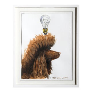 Ray Smith, "Poodle Lightbulb", Watercolor on Paper For Sale