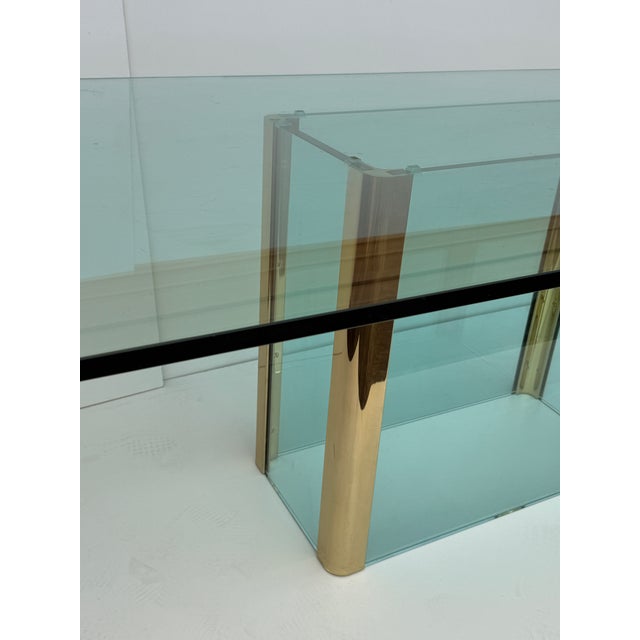 Pace Collection 1970s Leon Rosen for Pace Collection Glass and Brass Dining Table For Sale - Image 4 of 12