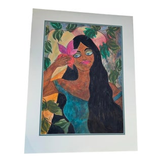 Jude Kirby Original“Caroline” Large Contemporary Expressionism Oil Pastel on Paper. - For Sale