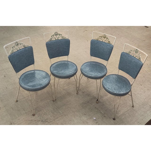 Blue Mid-Century Modern Antarenni Iron Chairs - Set of 4 For Sale - Image 8 of 8
