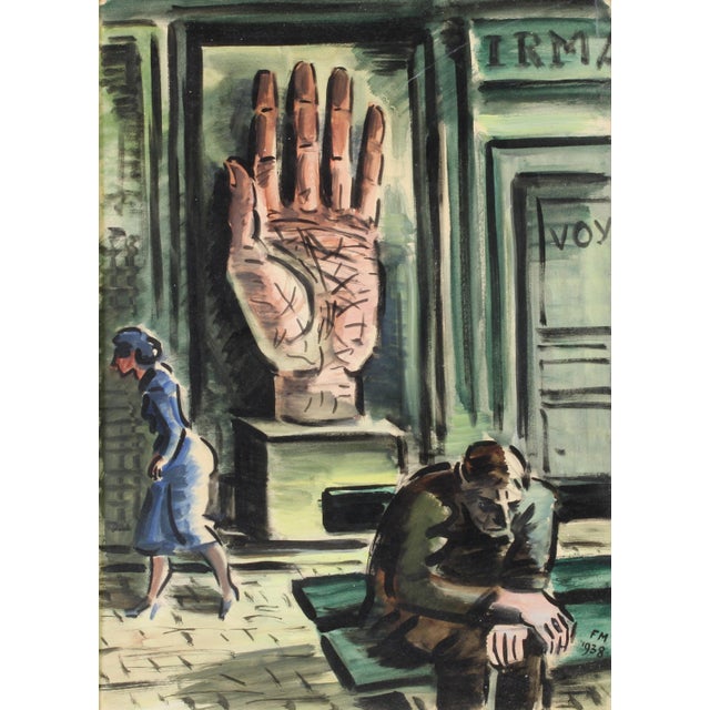 Frans Masereel, Untitled, 1938, Oil Painting, Framed For Sale - Image 6 of 7