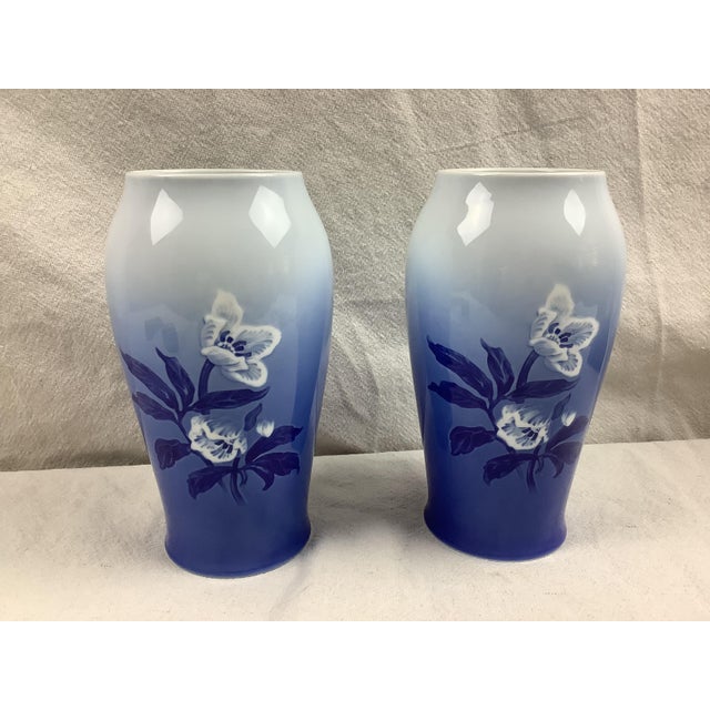 1930s Bing and Grondahl Christmas Roses Vases - a Pair For Sale - Image 9 of 9