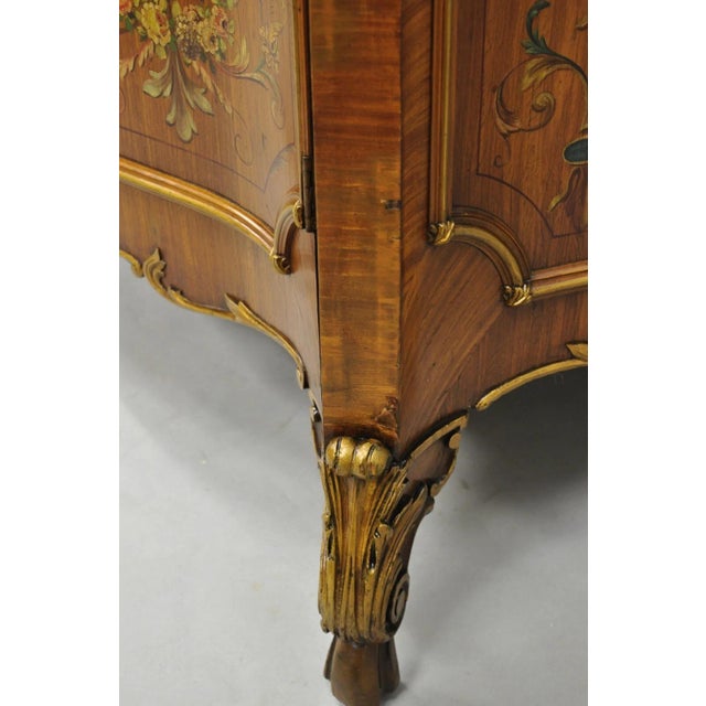 French Louis XV Adam Style Marble Top Kingwood Hand Painted Commode W/ Drawers For Sale - Image 11 of 12