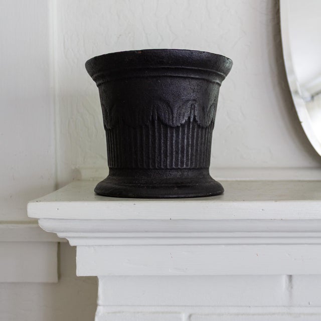 Black 19th Century Black Cast Iron Mortar Jardiniere or Plant Holder For Sale - Image 8 of 11
