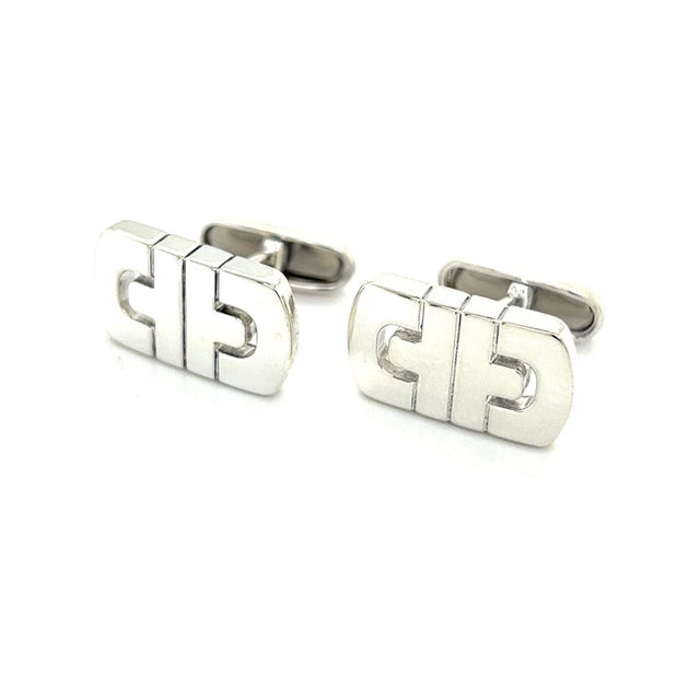 Metal 1990s Pair of Bulgari Bvlgari Estate Mens Cufflinks Sterling Silver For Sale - Image 7 of 7
