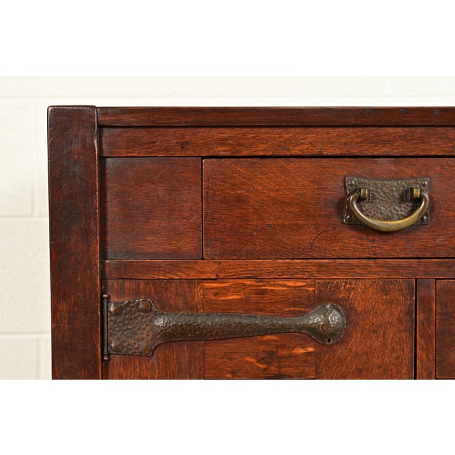 Stickley Brothers Antique Mission Oak Arts & Crafts Strap Hinge Sideboard, Circa 1910 For Sale - Image 10 of 16