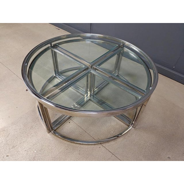 Metal Chromed Coffee Table with Nesting Tables, 1970s, Set of 5 For Sale - Image 7 of 12
