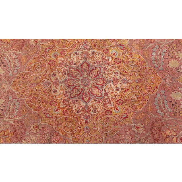 Textile 1920s Persian Tabriz Copper, Blue, Green and Salmon Hand Knotted Wool Rug For Sale - Image 7 of 9