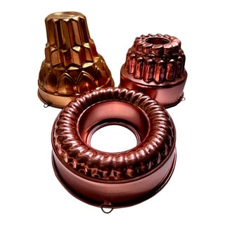 Vintage Copper Toned Aluminum Molds - Set of 3 For Sale
