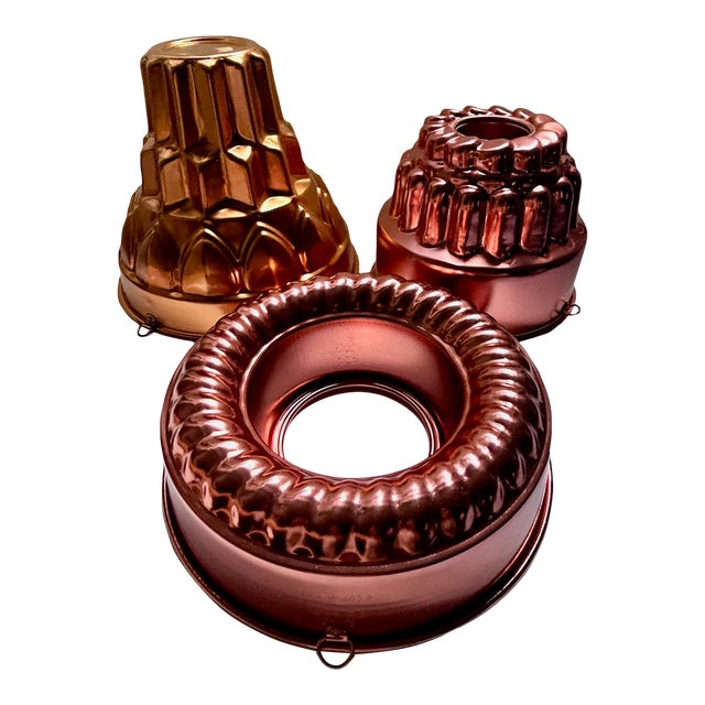 Vintage Copper Toned Aluminum Molds - Set of 3 For Sale