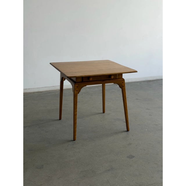 Brown Antique Honey Oak Table With Center Drawer For Sale - Image 8 of 18
