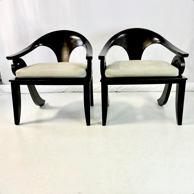 1980s 1980s Vintage Chinoiserie Asian Modern Curled Arms Spoon Side Chairs - A Pair, After Stanley Jay Friedman For Sale - Image 5 of 18