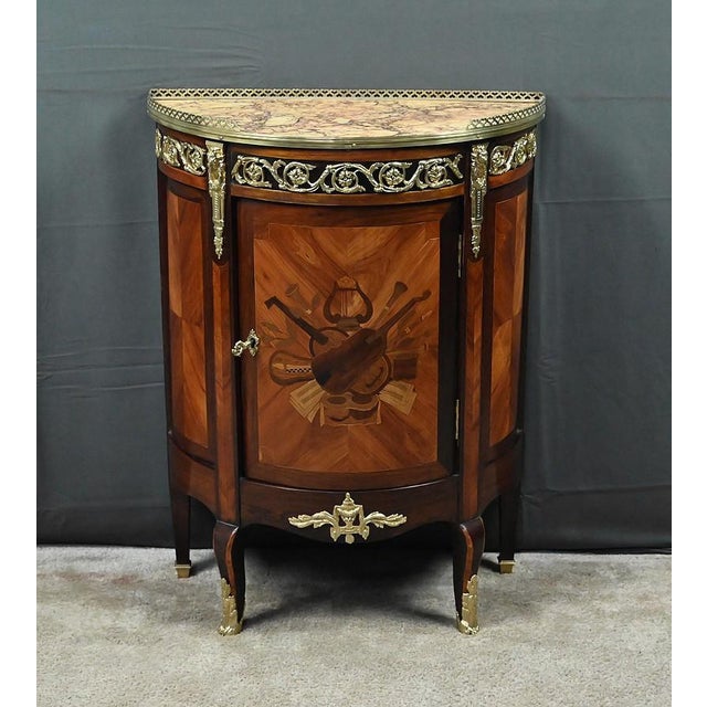 Small Mid-19th Century Louis XVI Marquetry Parlor Cabinet For Sale - Image 6 of 18