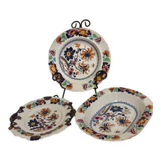 Early 19th Century Stephen Folch Ironstone Imari Chinoiserie Serving Dishes - Set of 3 For Sale