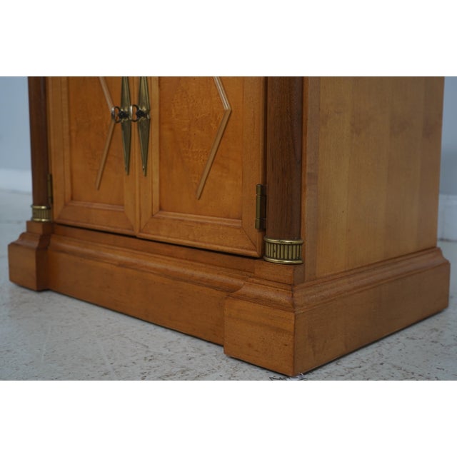 Pair Neoclassical Satinwood Finish 2 Door Nightstands For Sale - Image 11 of 18