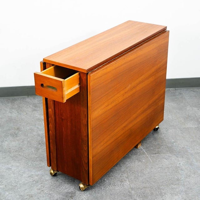 1960s Mid Century Danish Modern Dining Table Drop Leaf Gate Leg Folding Teak MCM For Sale - Image 9 of 12