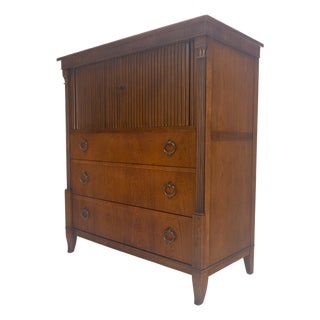 Baker Mid Century 3 Drawers Tambour Doors High Gentleman's Chest Dresser MINT! For Sale