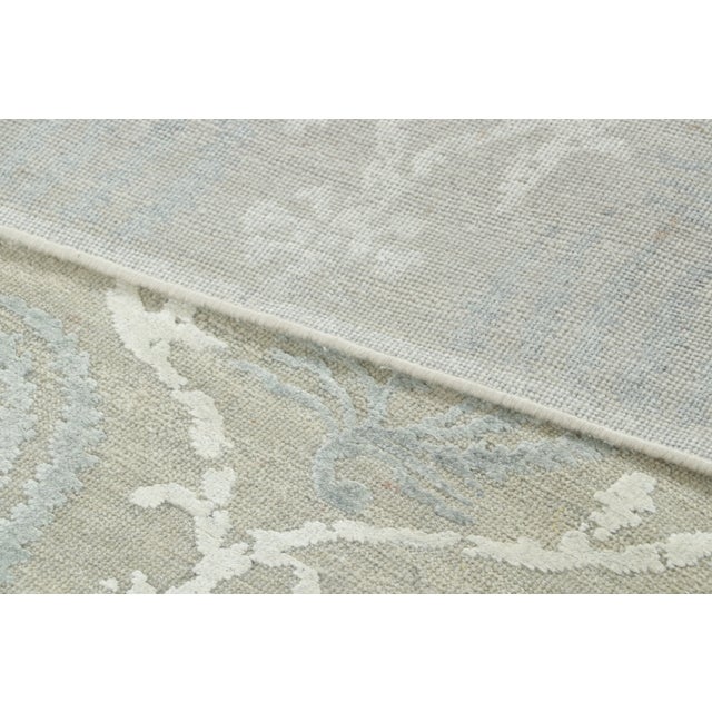 Textile Contemporary Block Print Floral Natural Silk Runner by Rug & Kilim, India For Sale - Image 7 of 8