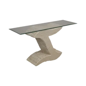 Postmodern Tessellated Marble Glass Top Sofa Table Console