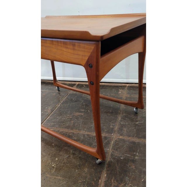 Mid-Century Modern Mid-Century Danish Modern Danish Bar Cart J. Ingvar Jensen Tea Cart Table For Sale - Image 3 of 6