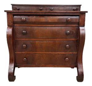 Antique 19th Century American Empire Six Drawer Chest or Dresser