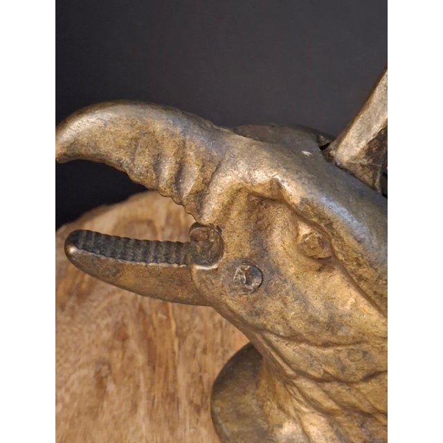 Antique Cast Iron Eagle Head Tabletop Nutcracker Mechanical Lever Brass Wash Finish For Sale - Image 4 of 18