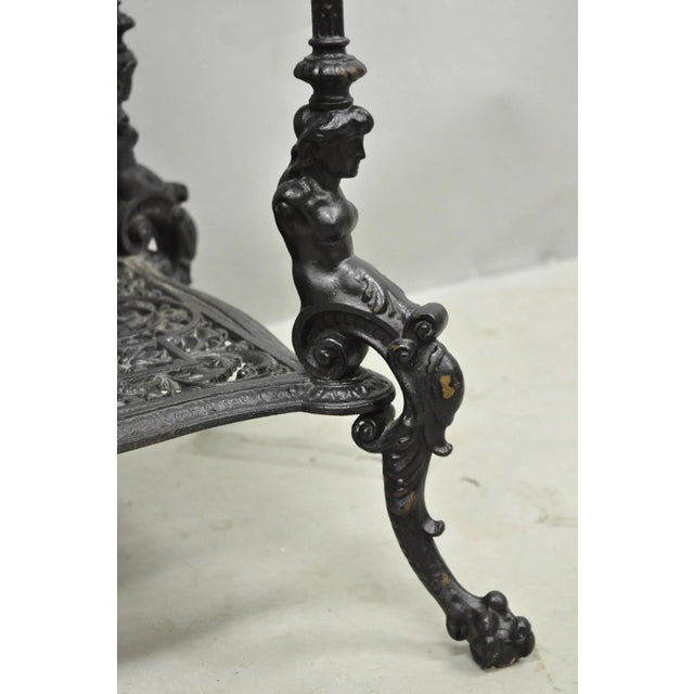 Black Antique French Renaissance Victorian Cast Iron Figural 3 Tier Plant Stand Table For Sale - Image 8 of 18