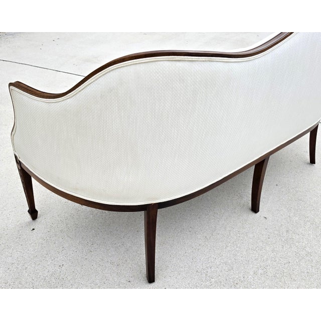 Wood Anitque Mahogany Serpentine Hepplewhite Style Sofa For Sale - Image 7 of 18