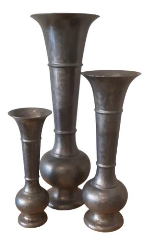 Trumpet Urns With Textured Gunmetal Finish - Set of 3