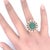 French 6.00 Carat Emerald Diamond 18k Yellow Gold Double Halo Ring, Size 5.5 For Sale In Los Angeles - Image 6 of 6