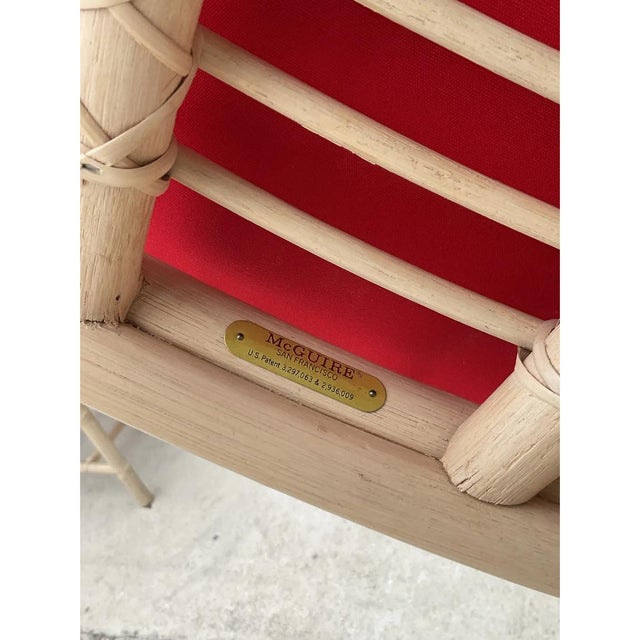 Vintage McGuire Red Upholstered Rattan Desk Chair For Sale In West Palm - Image 6 of 12