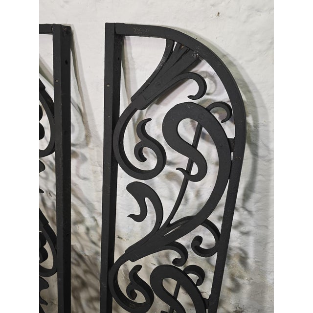 Vintage Art Deco Wrought Iron Gate Doors, 1920s, Set of 2 For Sale - Image 6 of 18