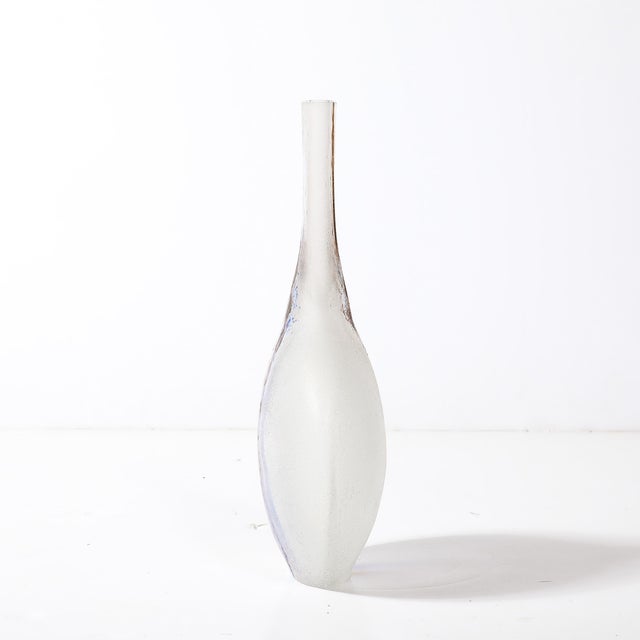 Glass Mid-Century Modernist Hand-Blown Murano Scavo Glass Vase Signed Alfredo Barbini For Sale - Image 7 of 12
