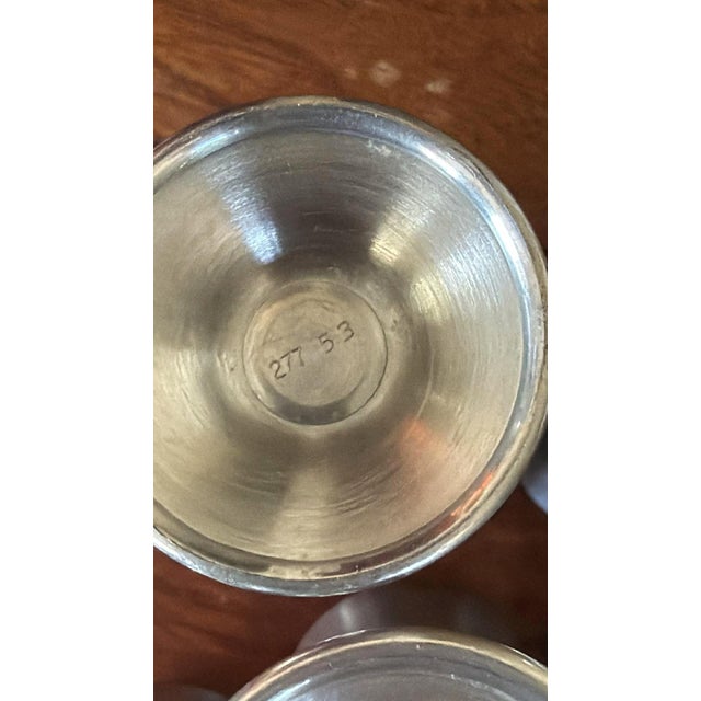 Metal Vintage Mid-Century Modern Pewter Cordials Elegant Dining Barware Entertaining - Set of 6 For Sale - Image 7 of 8