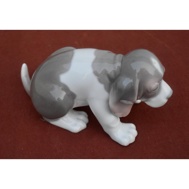 Vintage Lladro Porcelain Beagle Puppy Dog Figurine Grey White Glossy Spain Retir For Sale In Philadelphia - Image 6 of 15