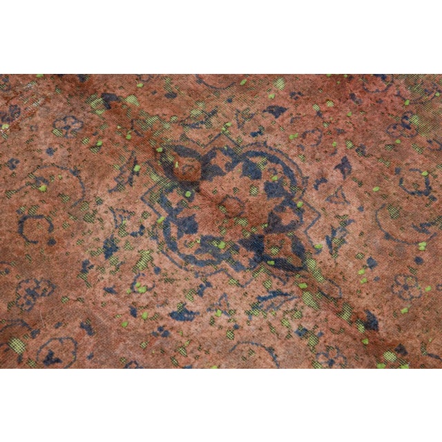 Traditional Vintage Overdyed Handmade Rust Floral Wool Rug For Sale - Image 3 of 12