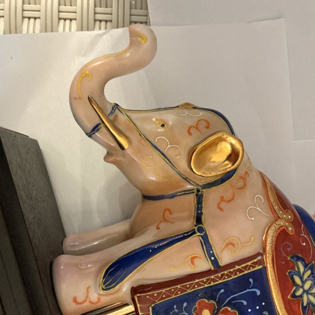 Rare Vintage Frederick Cooper Chinoiserie Hand-Painted Ceramic Elephant Lamp For Sale In Houston - Image 6 of 12
